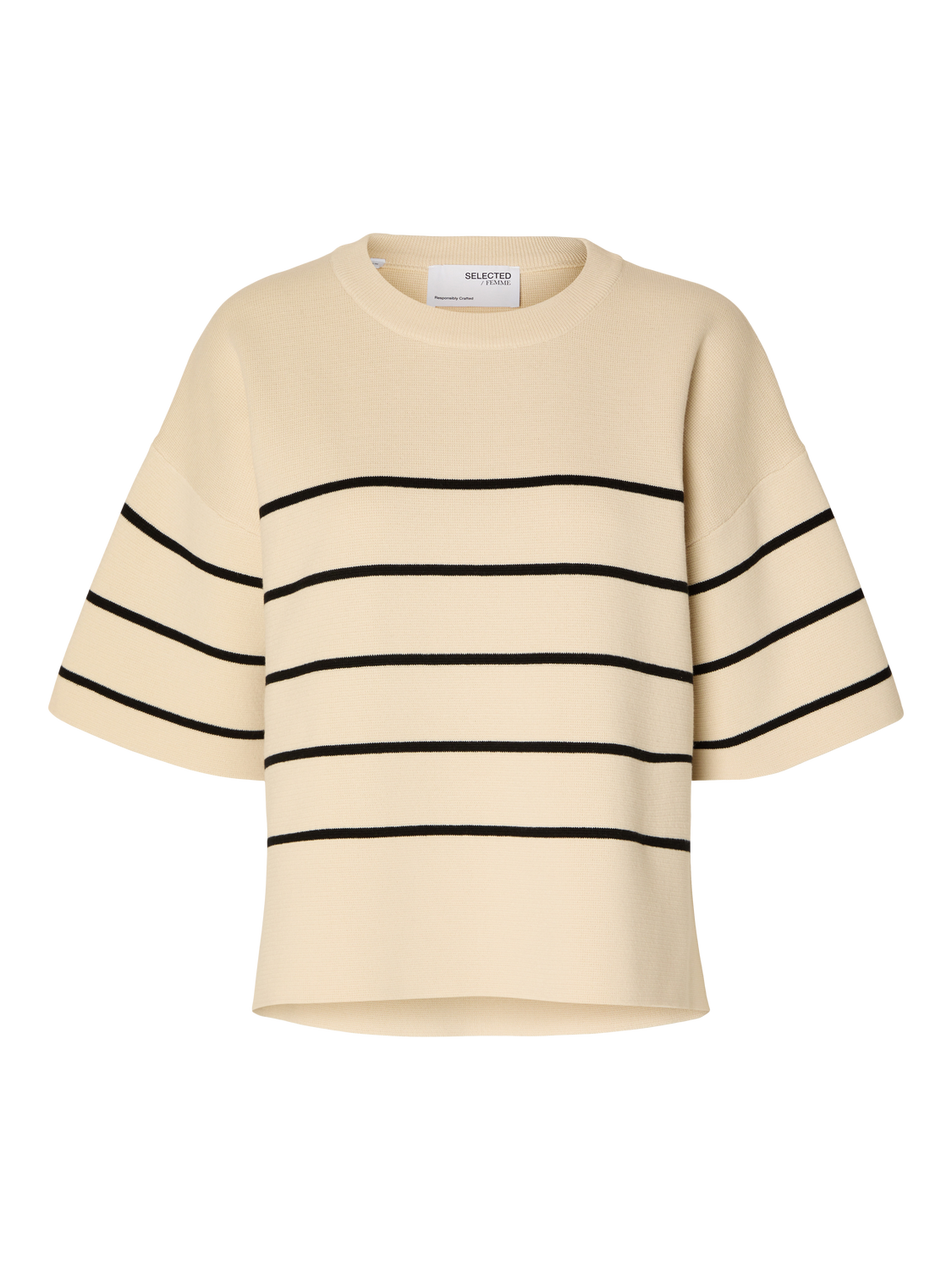 Liva genser med kort arm - Beige/ Birch